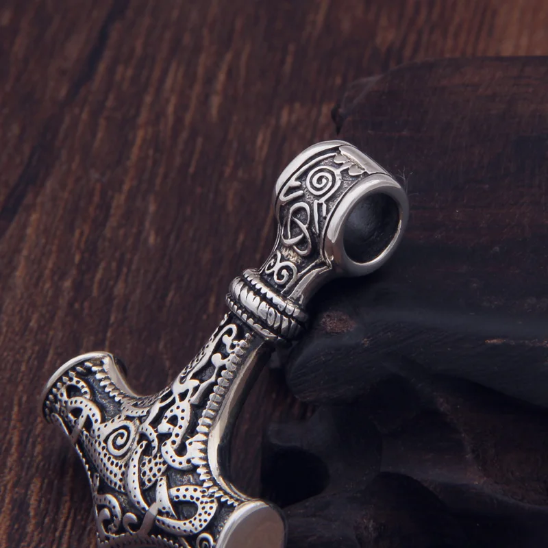 Ожерелье из серебра 925 пробы с подвеской Thor Hammer Mjolnir Скандинавское Амулет Викинга