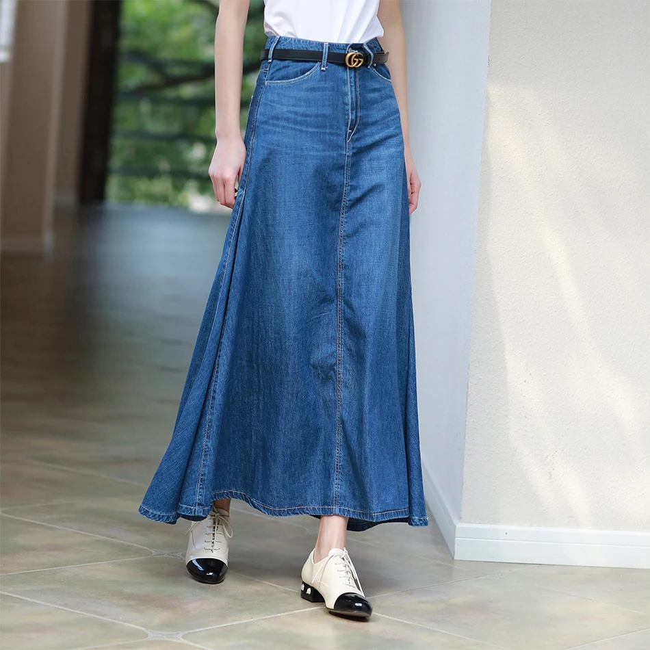 Free Shipping 2018 New Fashion Long Maxi A line S XL Plus Size Denim ...