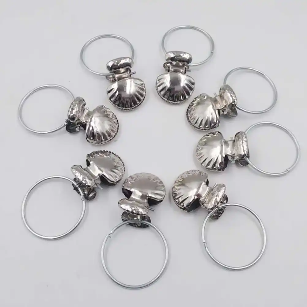 8pcs Silver Stainless Steel Shell Window Curtain Clips Shower