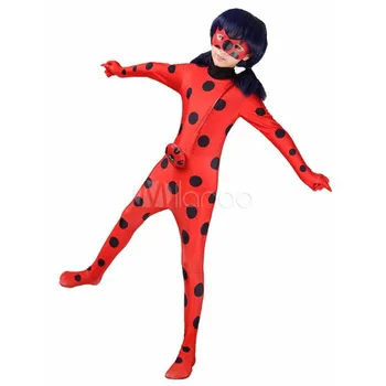 

High Quality Childrens/Adult Halloween/Birthday Party Ladybug Cosplay Costumes Kids Lycra Zentai Jumpsuit Costume Girls Bodysuit