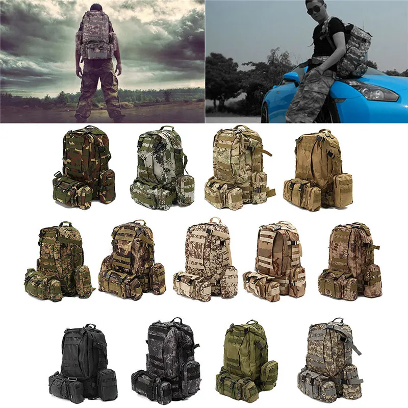 Топ походная Сумка Многофункциональная Спортивная Сумка Molle тактическая сумка 60л прочный камуфляжный рюкзак для наружного альпинизма пешего туризма кемпинга