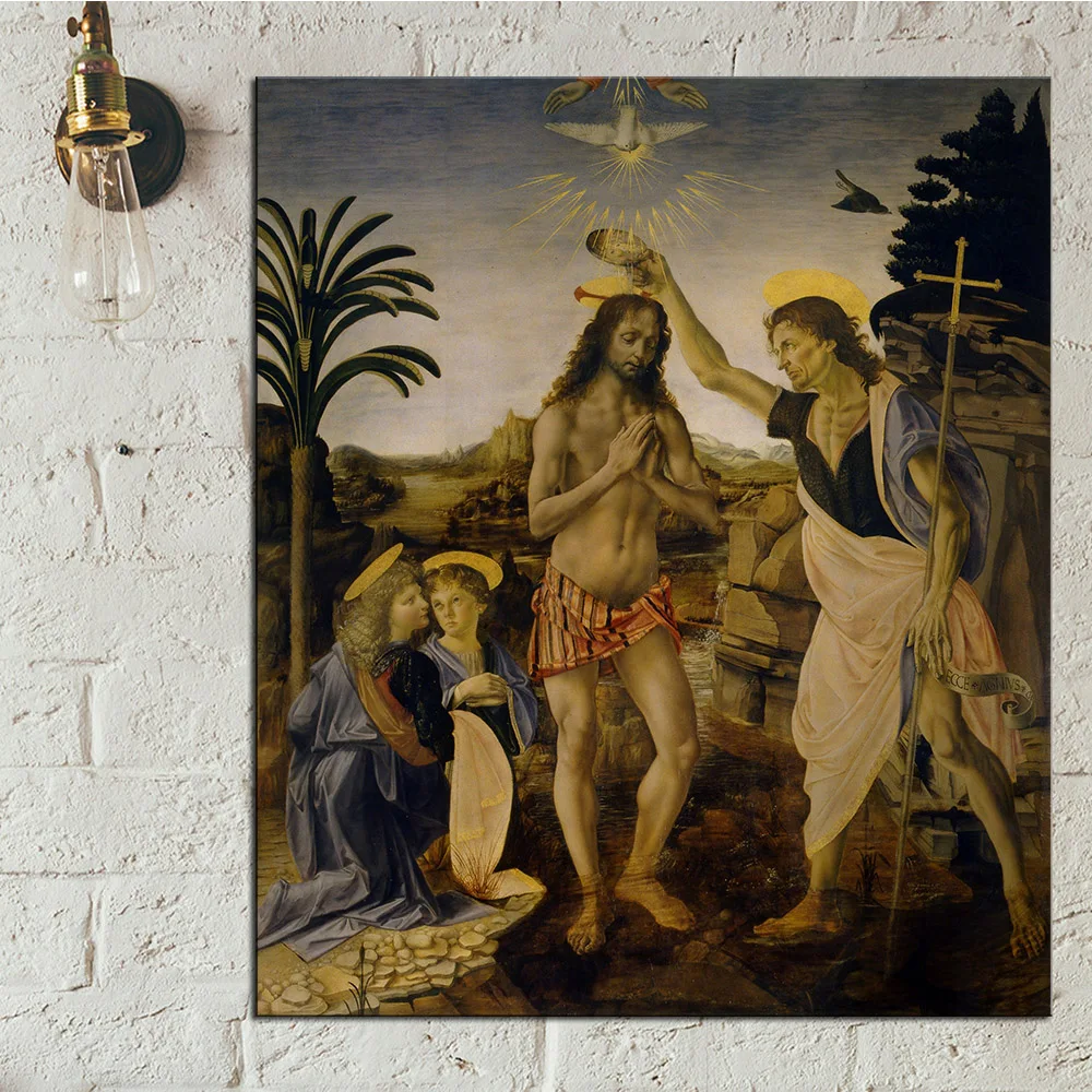 DPARTISAN the baptism of christ Giclee poster By LEONARDO DA VINCI