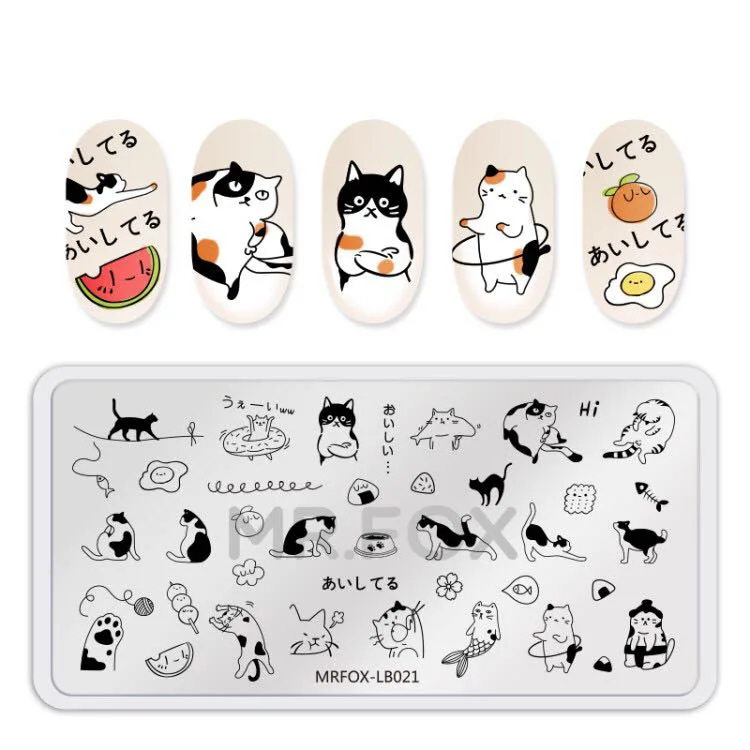 1 шт ногтей штамповки пластины шаблон для ногтей милый кот маленький ребенок шеф-повар линия китайский узел штамп дизайн ногтей штамп шаблон изображения