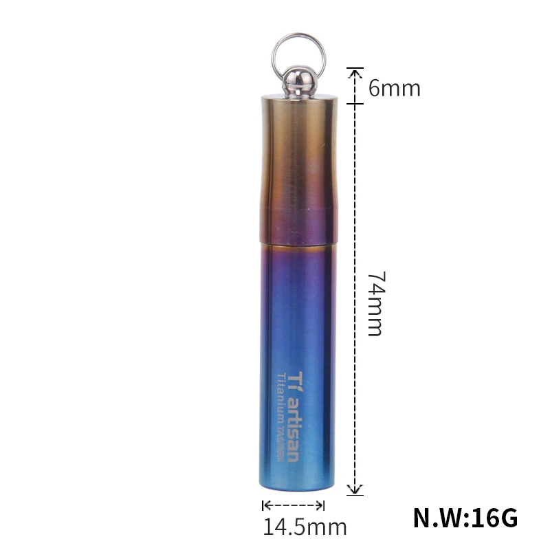 Ti artisan Titanium Toothpick Container Waterproof Pill box Eco-friendly Ultra light Portable with Keychain 6 Sizes Option