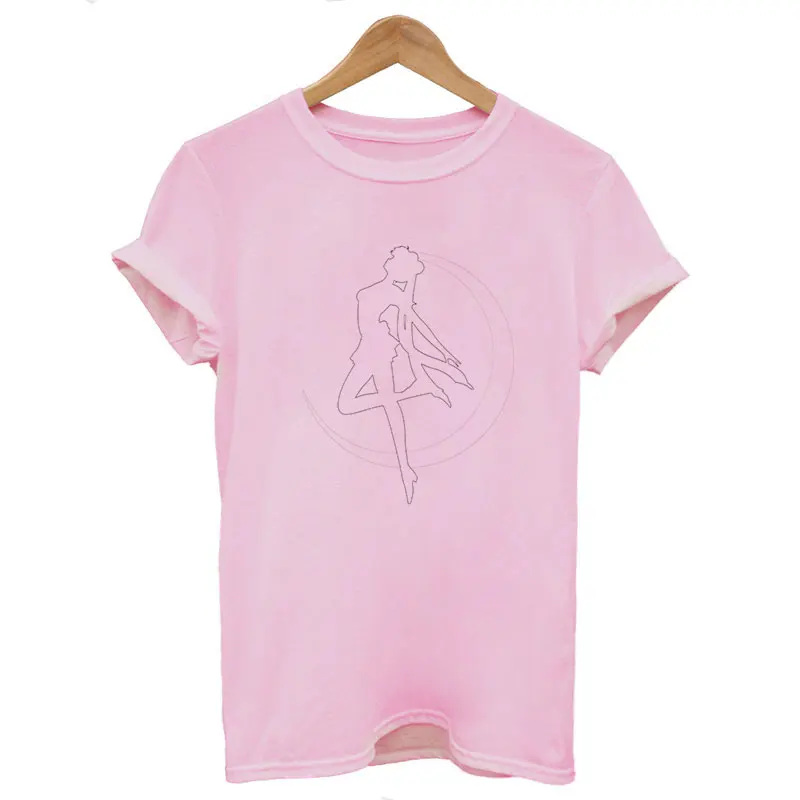Женская одежда, Новое поступление, тонкий летний топ Harajuku, Сейлор Мун, розовая модная футболка для отдыха, эстетическая футболка