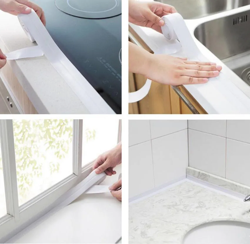 Водонепроницаемая форма клейкая лента прочное использование рулон ПВХ материал кухня ванна стена уплотнительная лента гаджеты# H15