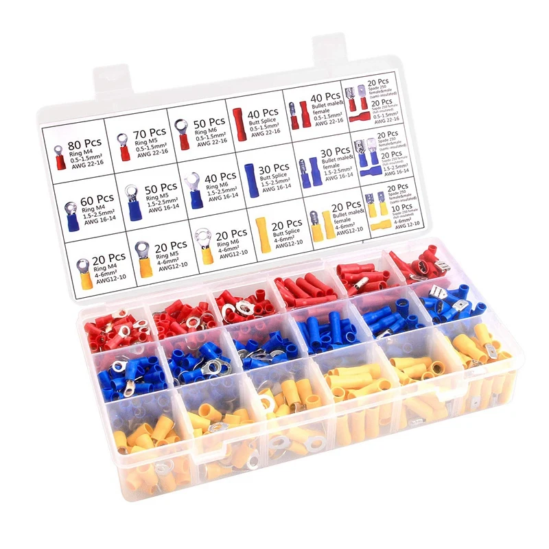 Cena 700 sztuk złącza elektryczne złącza zaciskane asortyment 0.5 6 mm² szczypce do zaciskania kabla zestaw dla kabel w izolacji uchwyty