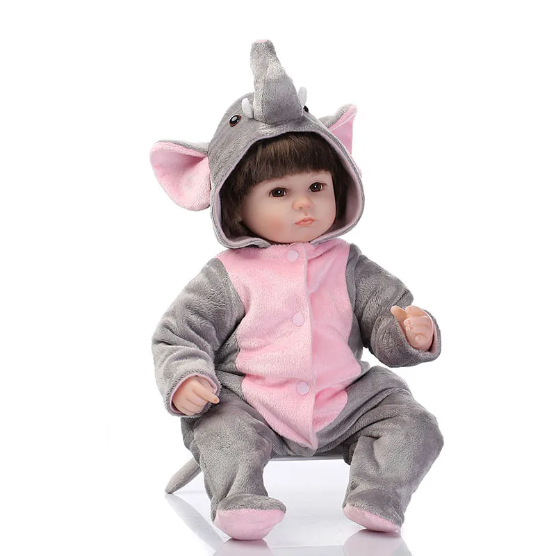 

2018 New NPK 16 Inch Lifelike Reborn Newborn Dolls Silicone Elephant Clothes Baby Doll for Kid Playmate