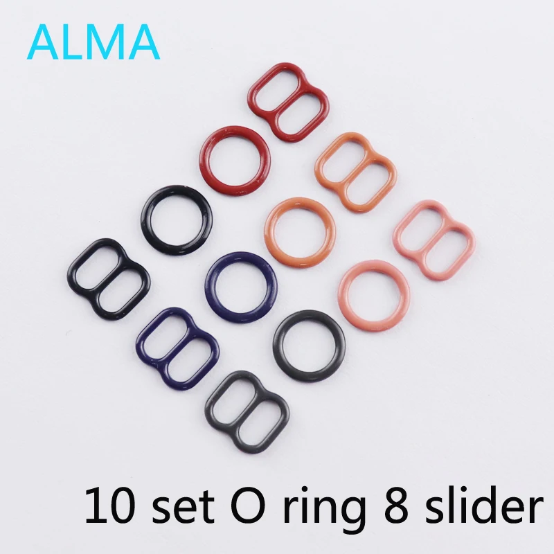 

Underwear adjustment buckle 6mm ring hooks 10 set O ring 8 slider strap buckles Button for Underwear Sexy Clothes accessories