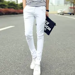 2018 новый корейский Тонкий белые джинсы Slim Повседневное джинсы брюки белый брюк Для мужчин модные весенне-осенние мужские