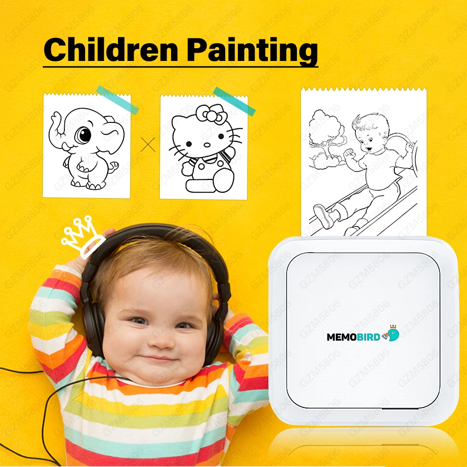 

Children Painting Mini Wireless Photo Thermal Printer Bluetooth Printer Free app for Android iOS phone GZM5806 Pocket Printer