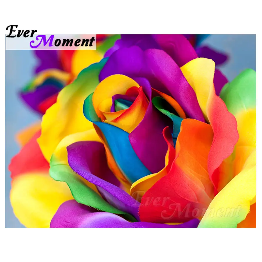 

Ever Moment Diamond Painting Flower Colorful Full Square Picture Mosaic Diamond Embroidery Home Decoration Rhinestone S2F135