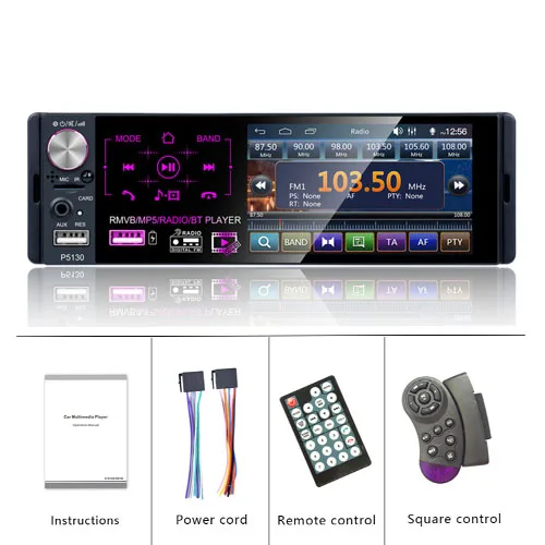 Podofo 4," Автомагнитола с сенсорным экраном 1 Din Bluetooth Автомагнитола RDS USB AUX MP5 видео плеер MP3 Авто аудио стерео камера заднего вида - Цвет: Without Microphone