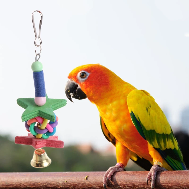 Pet Bird Natural Woods Birds Parrots Colorful Toys Chew Bite Hanging