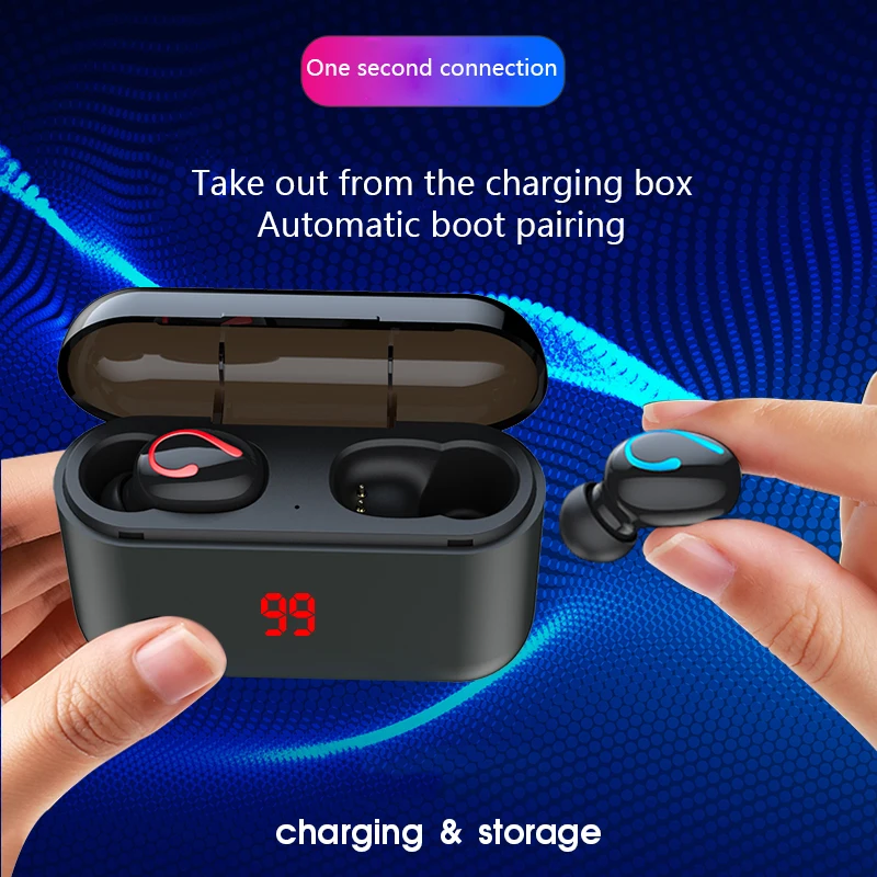 True Bluetooth 5 0 TWS беспроводные наушники 8D стерео IPX7 водонепроницаемые с 2600 мАч Power Bank