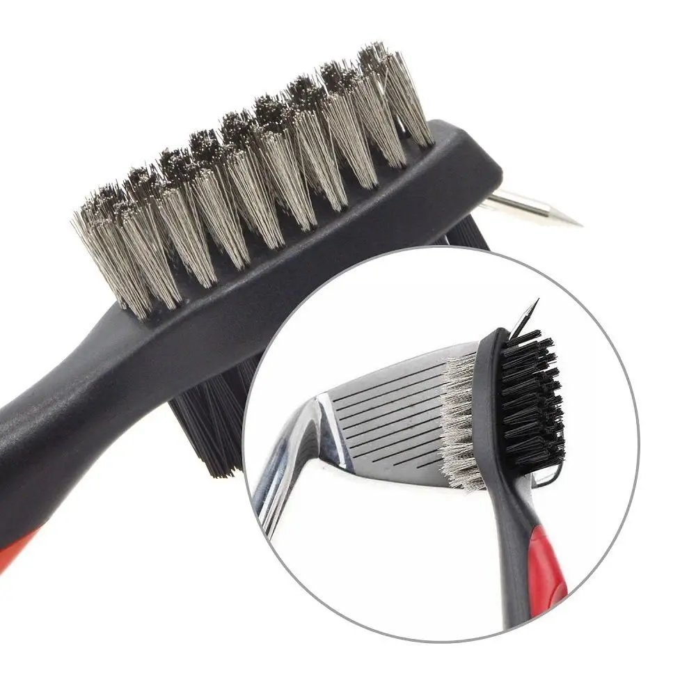 Golf Clean Brush and Club Groove Cleaner with 2ft Retractable Zip-Line