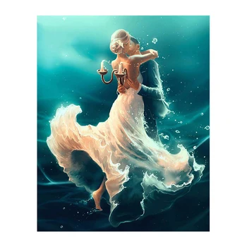 

Diamond 5D DIY Diamond Painting Couple Dancing Water Embroidery Cross Stitch Rhinestone Mosaic Painting Decor Gift