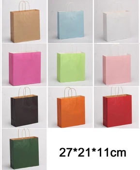 

wholesale 27*21*11cm Fast Free shipping . Wholesale 10 colors Kraft paper bag,shopping Festival gift bag,(100piece\lot)