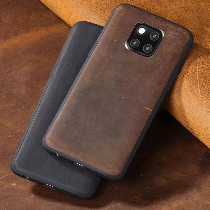 

Cowhide Phone Case For Huawei Mate 9 10 20 Pro P10 P20 P30 lite Crazy Horse skin Back Cover For Honor 8X 9 10 case