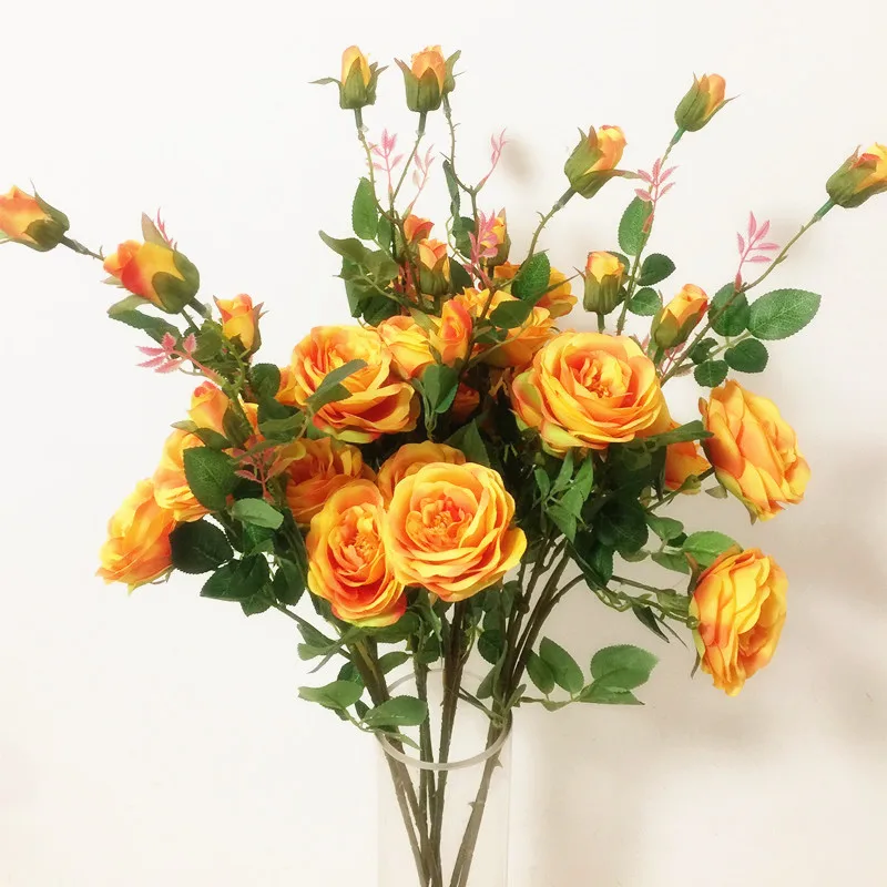 

18pcs European Fake Rose (5 heads/piece) Simulation Roses for Wedding Home Party Showcase Decorative Artificial Flower 5 Colors