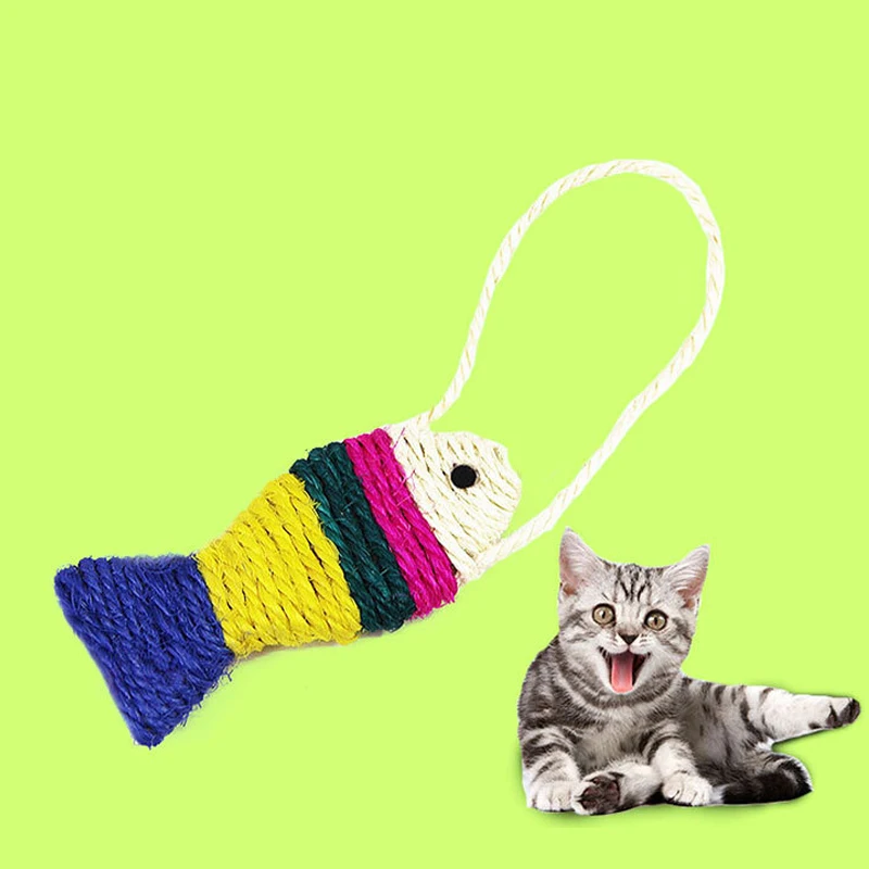 

Cat Playing Time Pet Sisal Rope Weave Ball Play Chewing Rattle Scratch Catch Toy Fish And Mouse Style For Cat Supplies