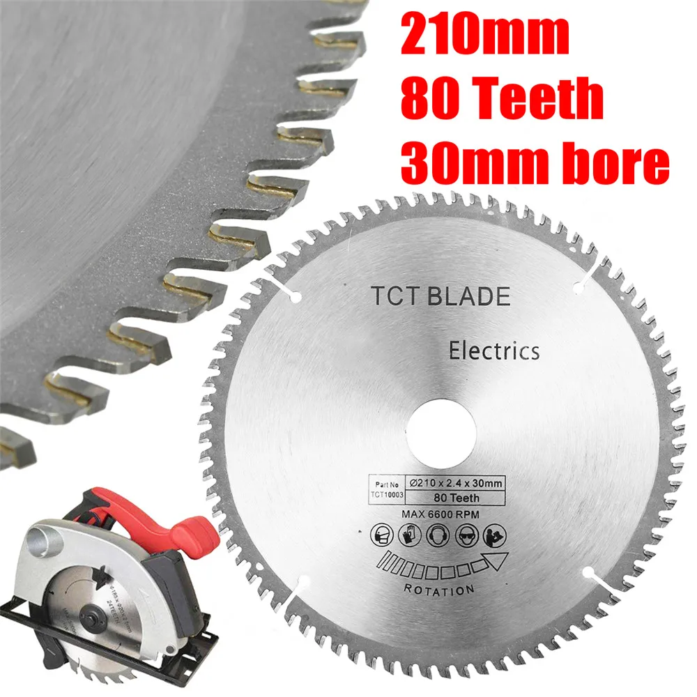 

210mm 80T TCT New Circular Saw Blade 30mm Bore HSS Cutting Disc with Reduction Rings for Bosch Makita festool other circular saw