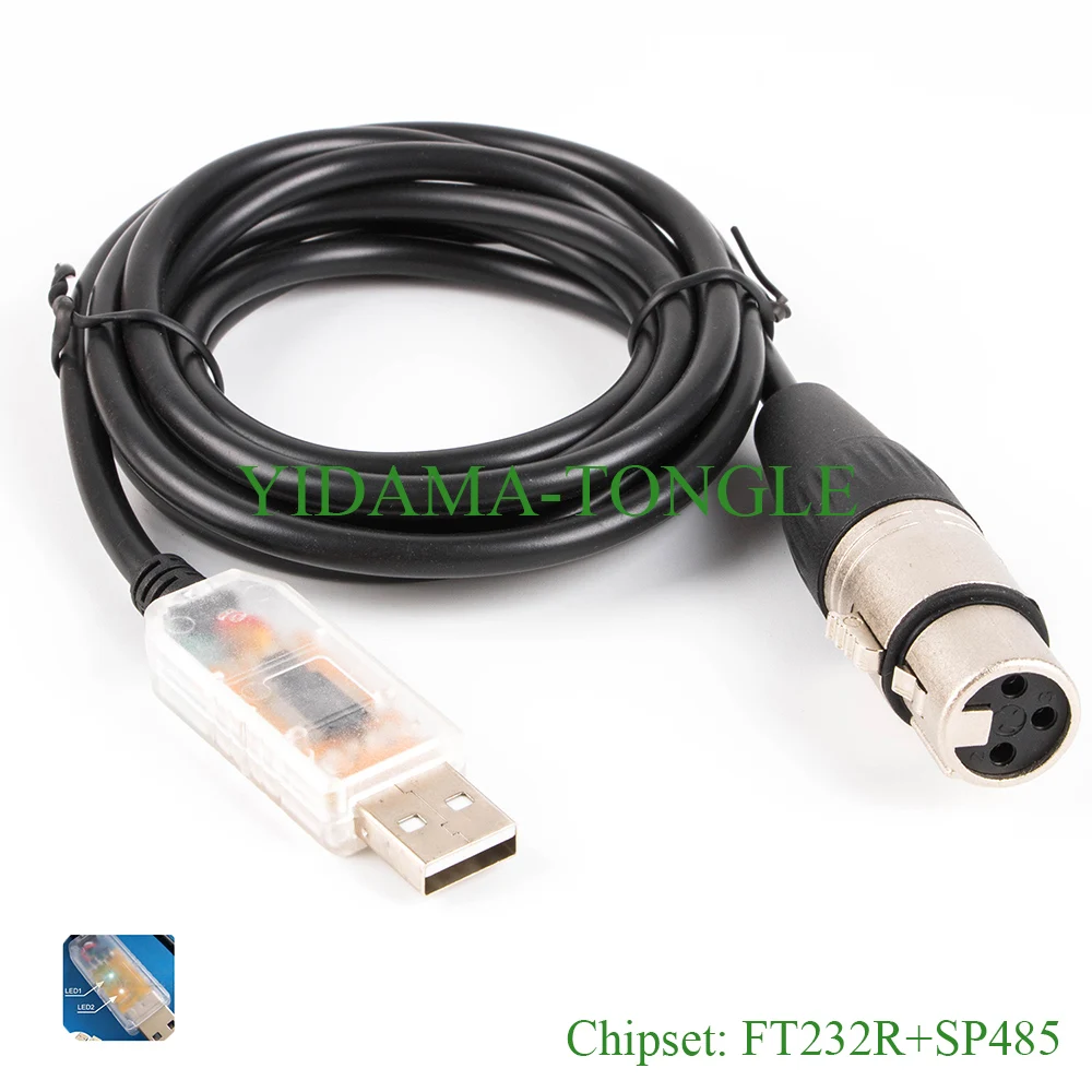 3,0 m puce FTDI USB vers RS485 DMX512 XLR femelle pour équipement d'éclairage de scène avec Freestyler 