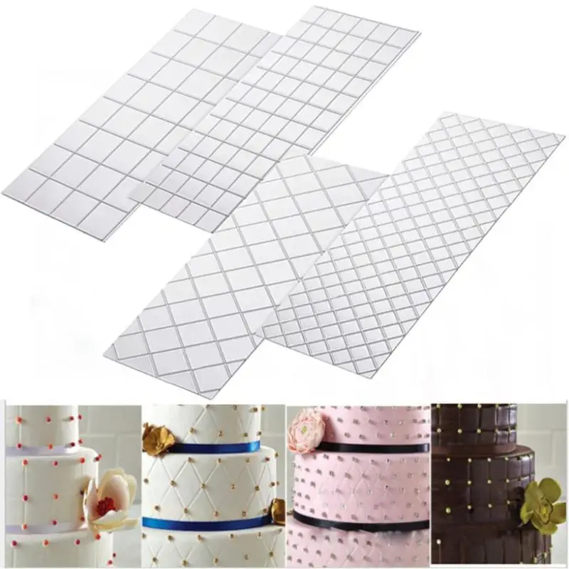 

2/4pcs DIY Cake Texture Lattic Mat Cake Border Decorating Tools Fondant Mold Stencil Molds Moulds Cake Decor Tools