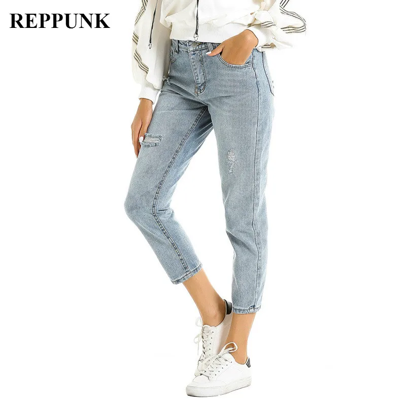 2019 Spring New Fashion Quality Cotton Jeans for Women High Waist Harem Plus Size Black Female Denim Trousers |