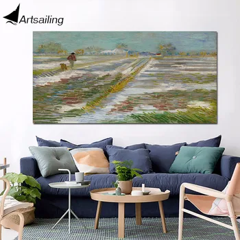 

Landscape with Snow by Van Gogh Canvas Print Pictures Wall Art Framework 1 Piece Painting Poster Modular Home Decor Living Room