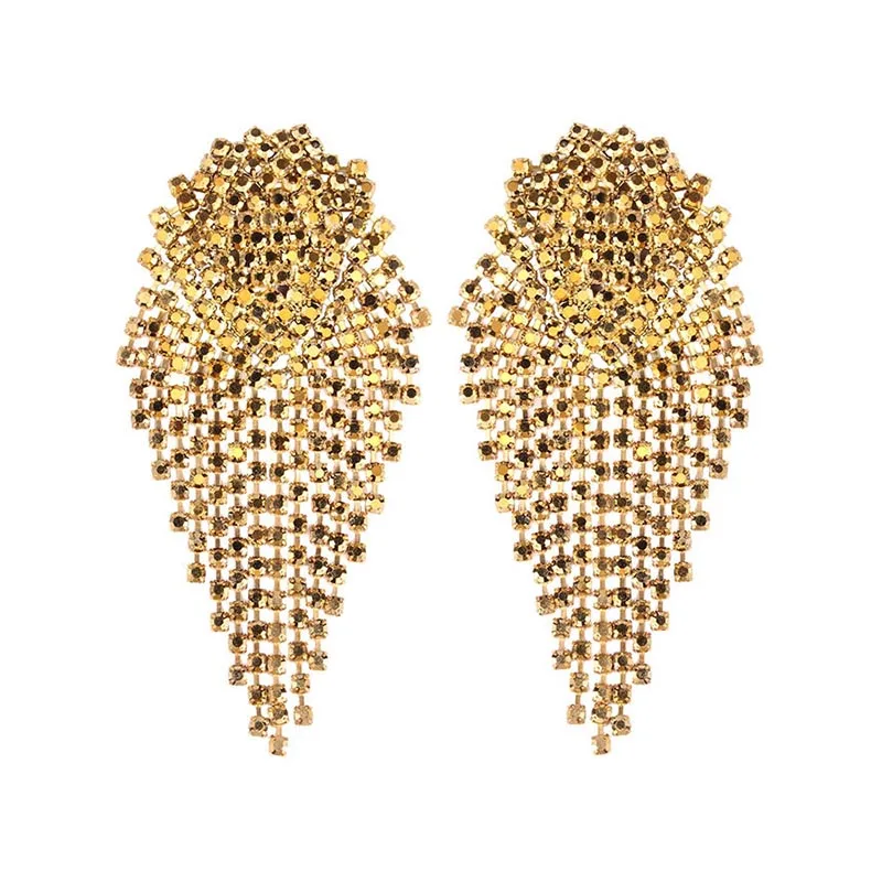 

Fashion Statement Earring Jewelry Bohemian Big Shinning Rhinestone Flowers Crystal Exaggerate Drop Earrings For Women VL