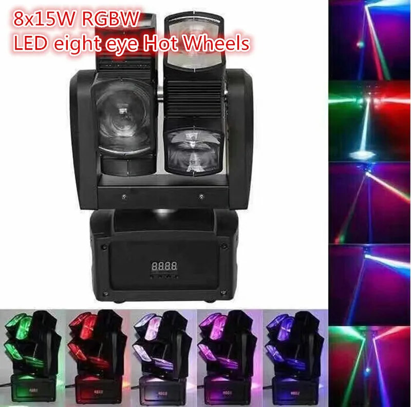 

Free shipping dmx stage light 8x15W 4in1 RGBW LED light for party Effect Unlimited Rotating Double Wheel disco led light