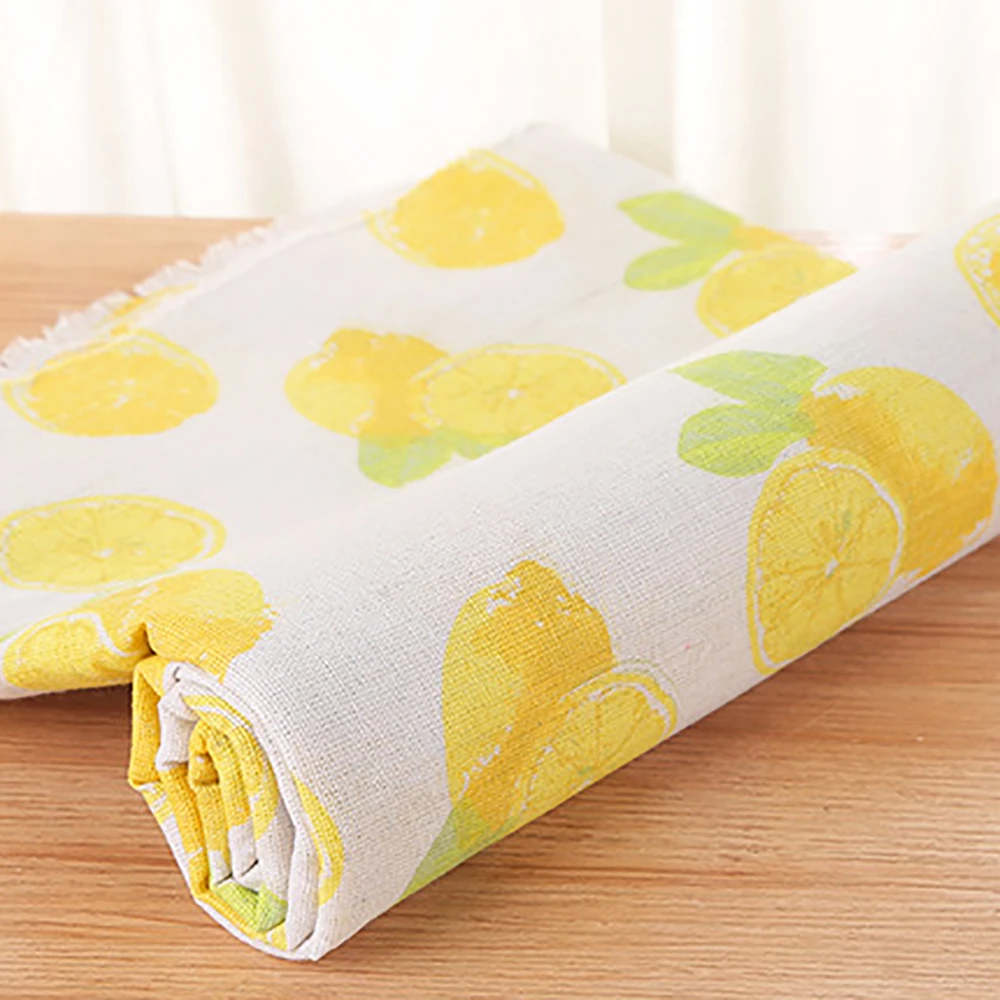 

Lychee Life DIY 50cmx150cm Printed Lemon Pattern Fabric High Quality Sewing Linen Fabric Material For Handbag Garments