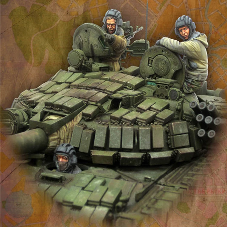 1/35 команда Российской T-72, три человека, полимерная модель солдата GK, военная тема Второй мировой войны, комплект в разобранном и неокрашенном виде