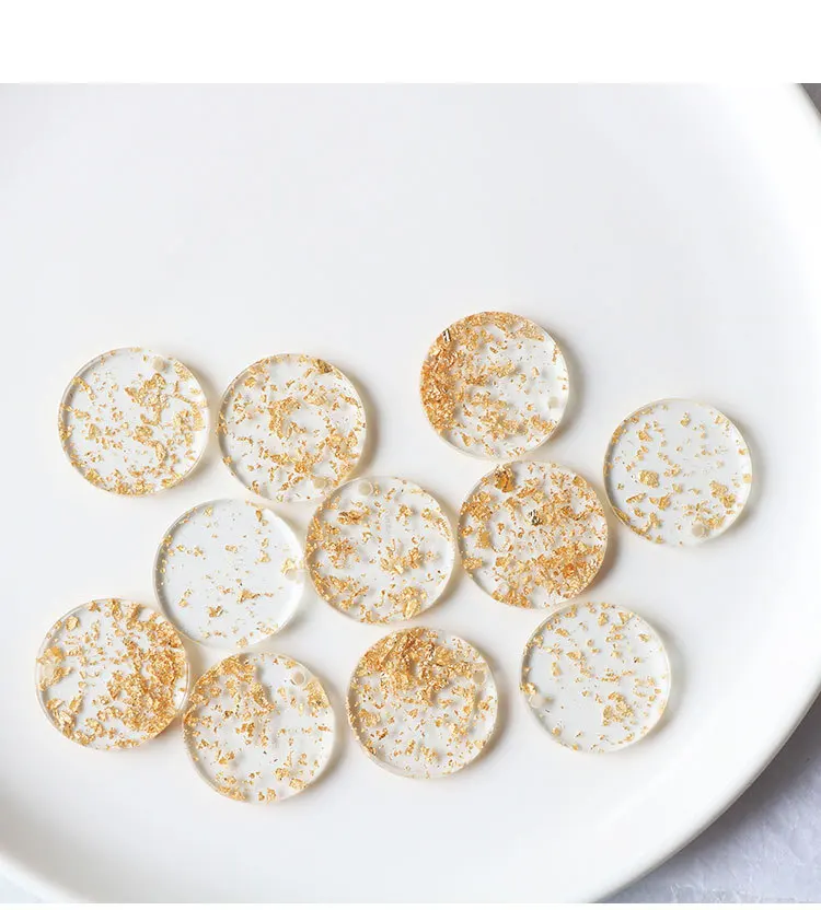 

50PCS 25mm Resin Material Transparent Gold Foil Round Circle Charm for Earring DIY Handmade Jewelry Accessory Findings wholesale