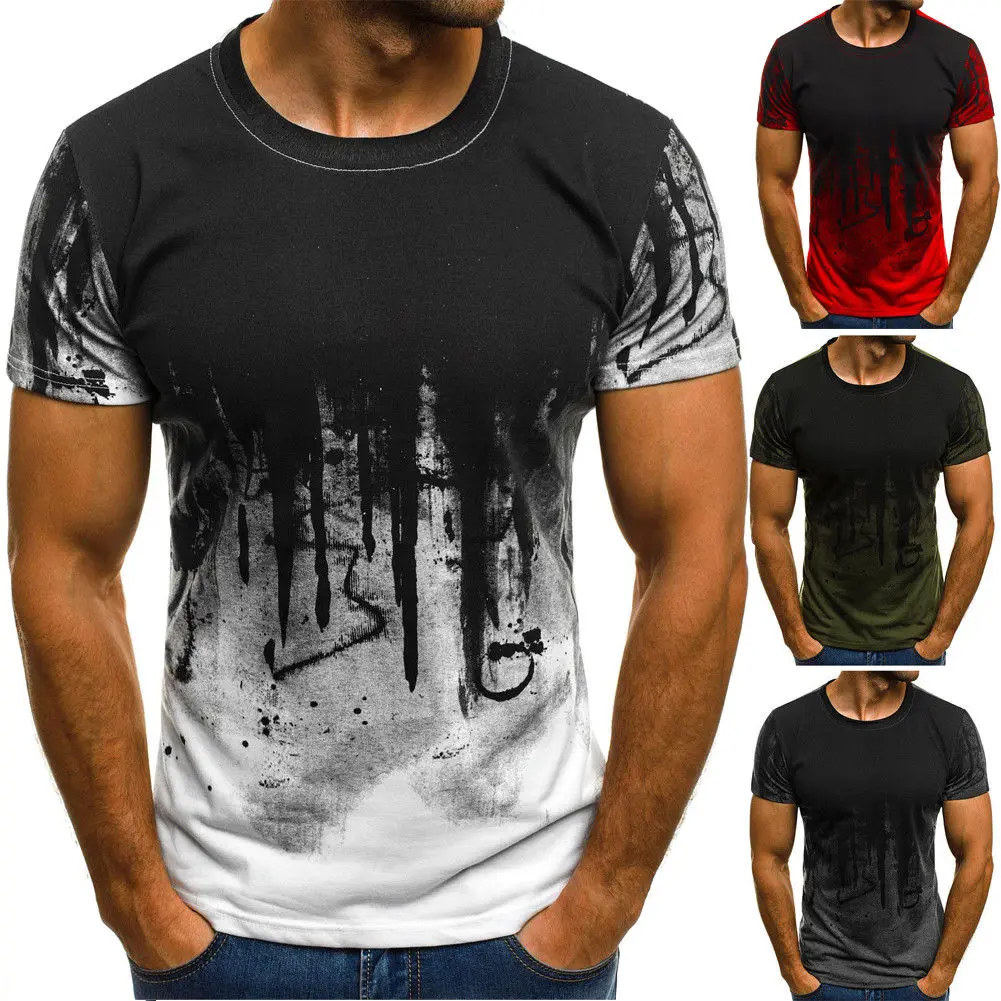 

4 Designs Mens T Shirt Slim Fit Crew Neck T-shirt Men Short Sleeve Shirt Casual tshirt Tee Tops Short Shirt Size M-XXXL