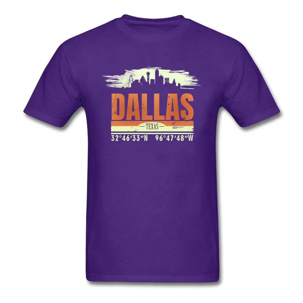 T Shirt Dallas City Old School design Summer/Autumn Short Sleeve 100% Cotton O Neck Men Top T-shirts Design Tops Tees Hot Sale Dallas City Old School design purple