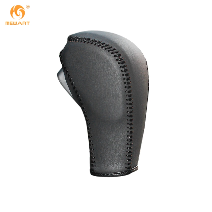 MEWANT Black Genuine Leather Car Gear Shift Knob Cover for Chevrolet