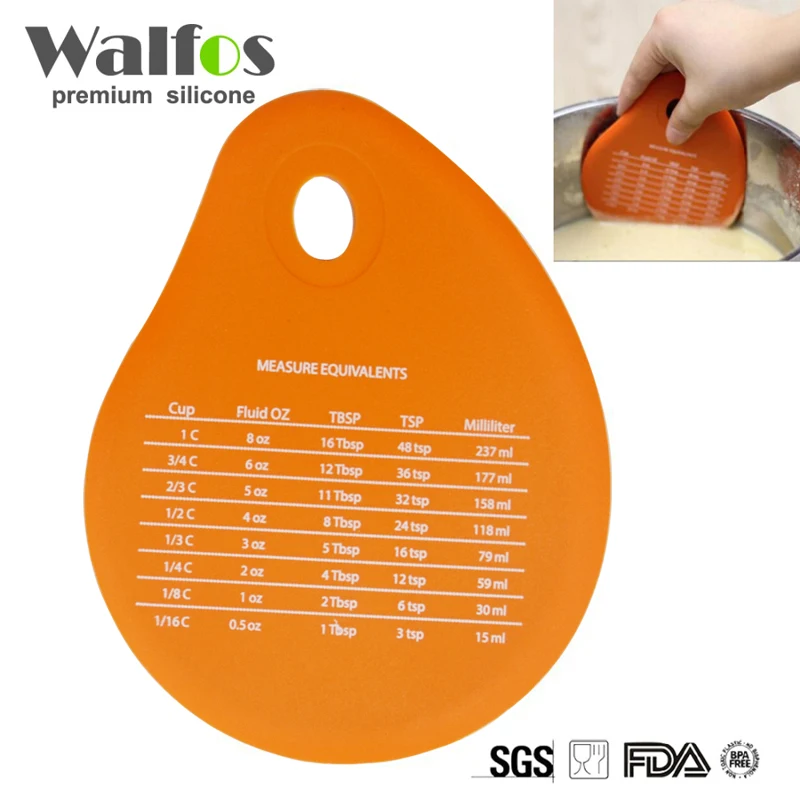  Walfos Pot Pan Cleaning Silicone Bowl Scraper Cream Measuring Unit Conversion Spatula Baking Tool