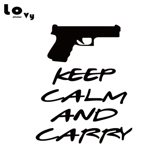 keep calm and carry pistol vinyl car sticker creative english words