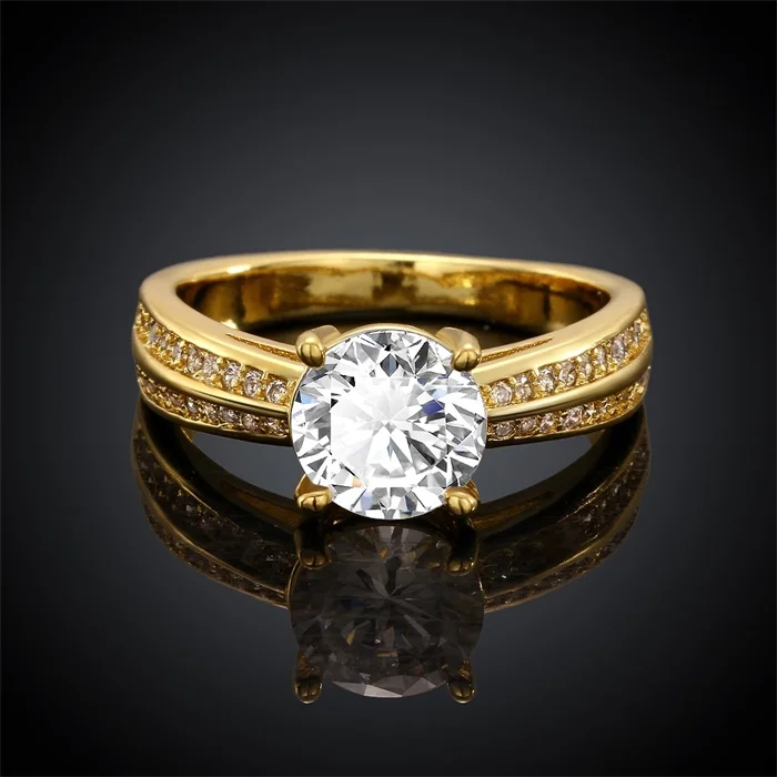 YHAMNI New Fashion Real 24K Yellow Gold Filled Engagement Ring Arrows 2 Carat CZ Diamant Zircon Wedding Rings For Women YH548