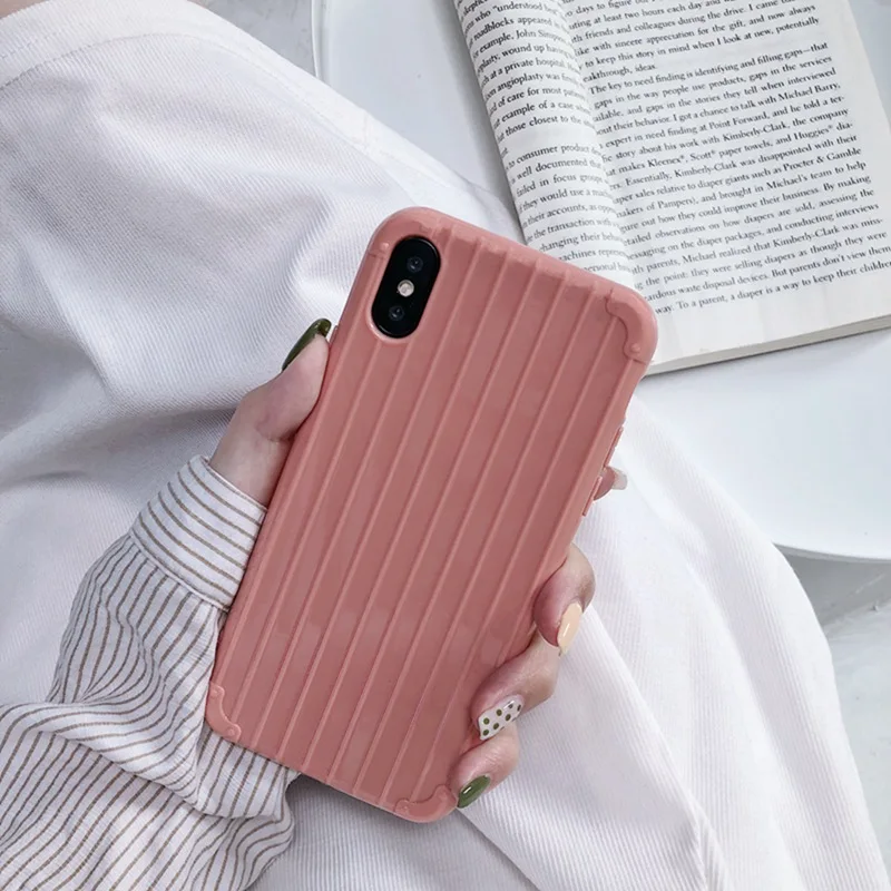 

Red wine Suitcase/ Luggage+8 sticker Fashion High Quality All-inclusive Anti-fall Soft Cover for iphone XS Max XS XR X 6S 8Plus