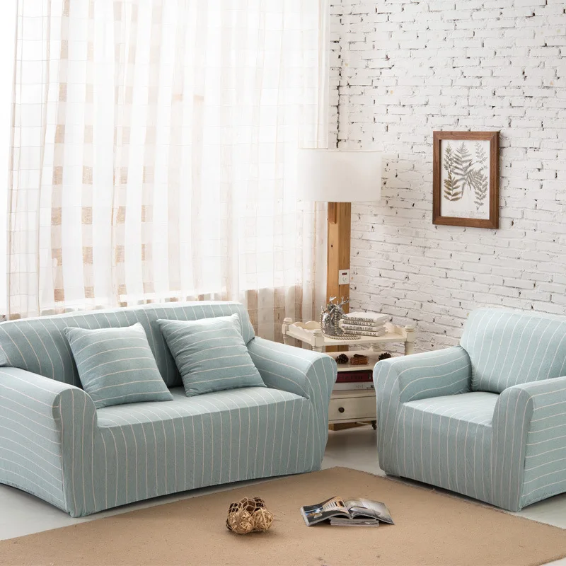 Elastic Striped Sofa Cover Sofa Slipcover Single Two Three Four