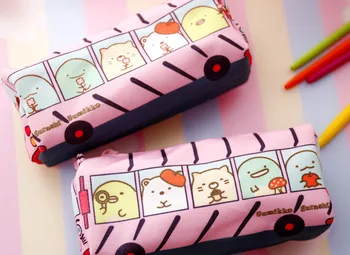 

1pc Cute San-x sumikko gurashi stationery bus model sumikko gurashi pencil case plush purse For Girls School Supplies gifts
