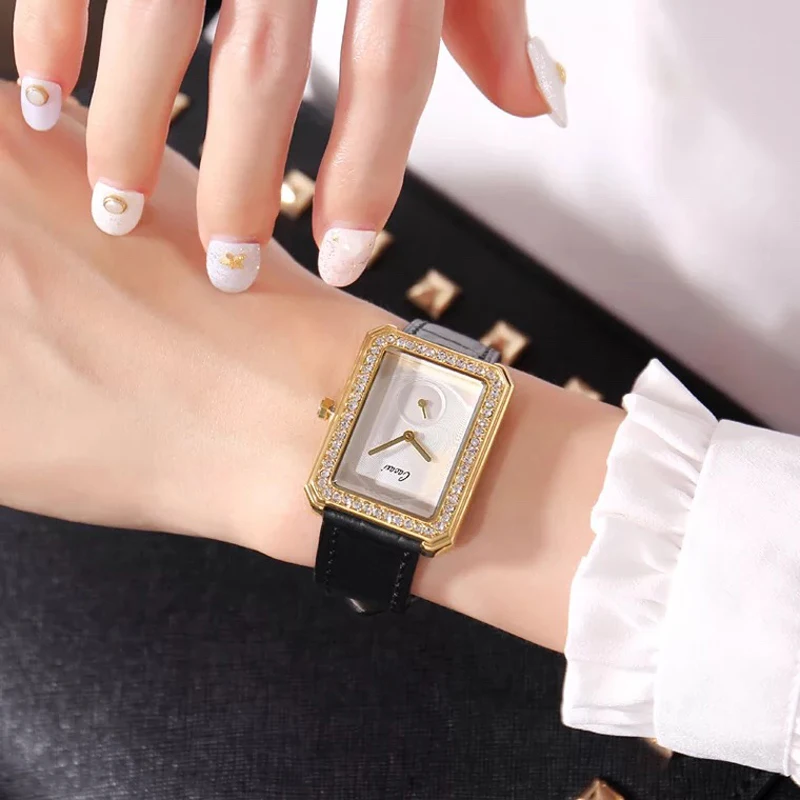 

Cacaxi High Quality Fashion Watch Women Leather Strap Rectangle Casual Quartz Watch Ladies Popular Dress Watch Relogio Feminino