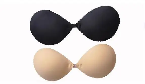 Самоклеющиеся бесшовные лайкра невидимый push-up bra - Цвет: black Ccup