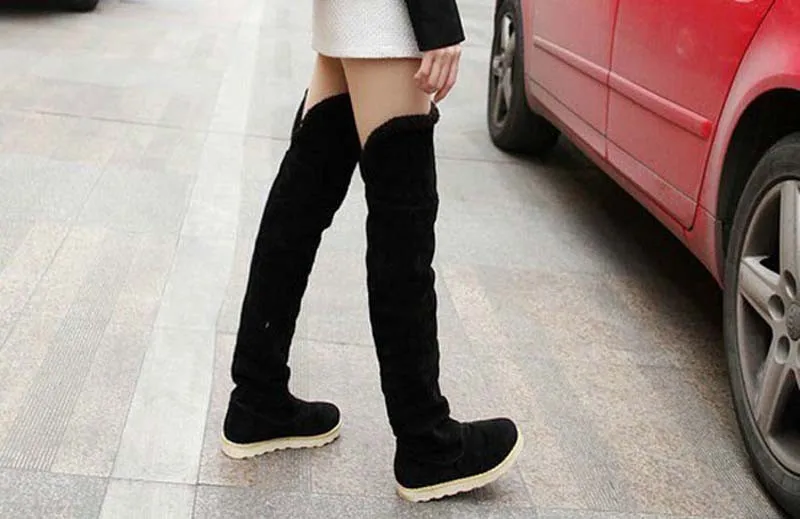 ENMAYER ботфорты для женщин большие размеры 34–43 зимние кожаные(из нубука) длинные сапоги с круглым носком из флока для женщин новинка обувь на низком каблуке для езды на мотоцикле