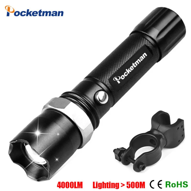 

100% Authentic FT17 3800 Lumens 5 Modes XM-L T6 LED Flashlight Zoomable Torch by 1*18650 With Holder Free shipping