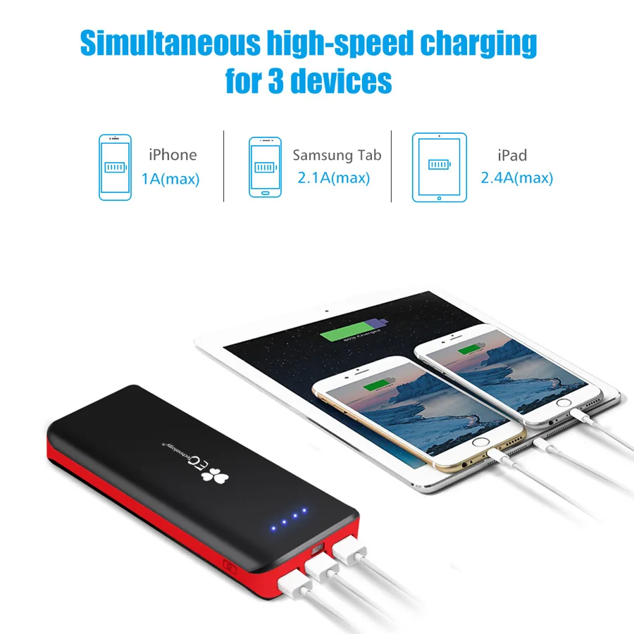 EC Technology Power bank 16000mah Usb External Battery Charger Fast Charging External battery charger Powerbank Battery
