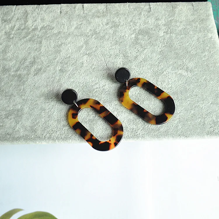 HUANZHI новый простой дизайн Tortoiseshell акрил ацетат геометрический прямоугольник